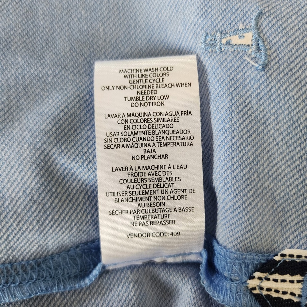 Lands End T-Shirt Mens XL Light Blue Excellent Short Sleeve Heathered Logo Tee - Picture 4 of 7